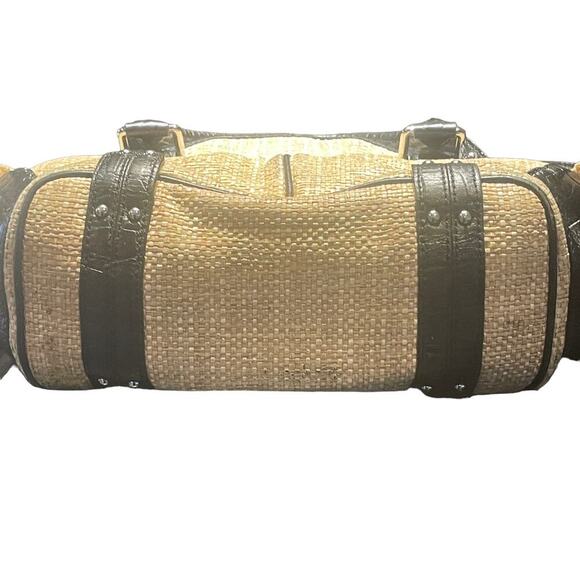 Cole Haan Amanda Straw and Leather Handbag - Picture 9 of 12